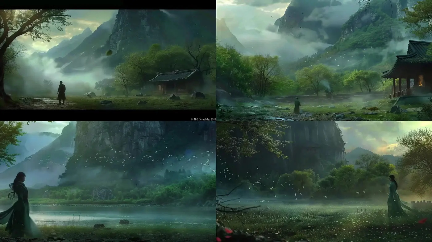 Ethereal Mist and Verdant Vistas: A Meld of Eastern Serenity in Digital Impressionism - Midjourney sref style