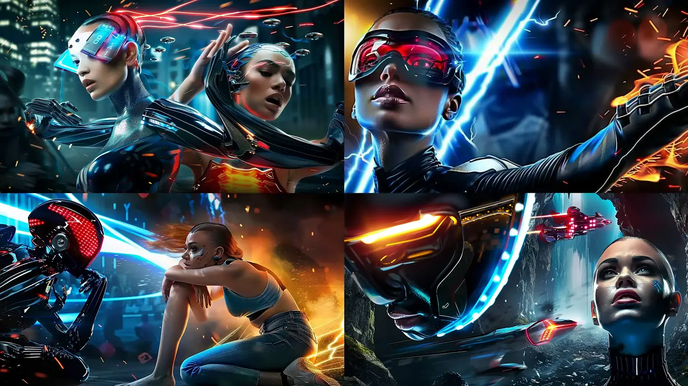 Cybernetic Synthesis: A Fusion of Futuristic Glow and Realistic Detail - Midjourney sref style
