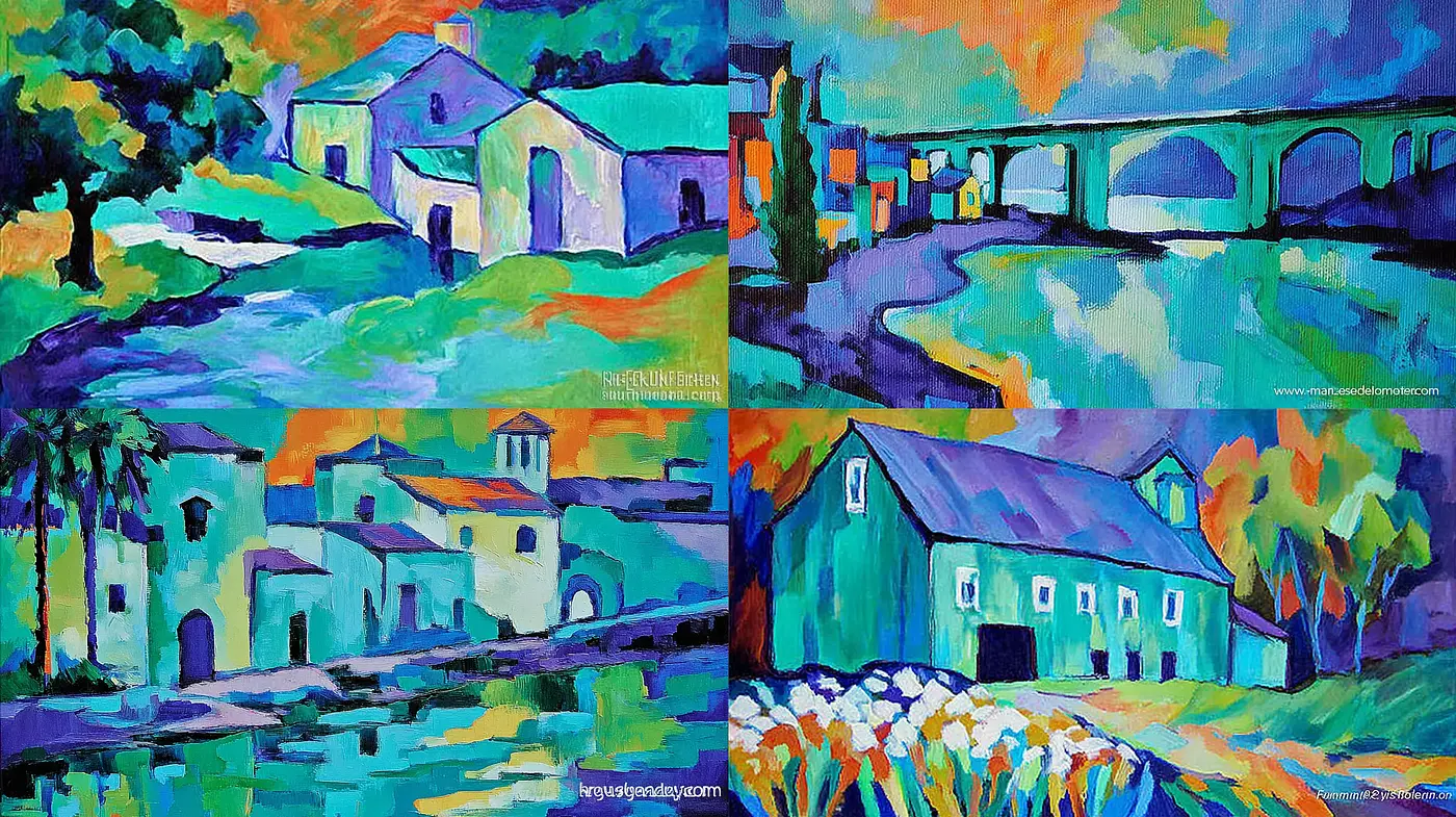 Vivid and Luminous Expressionist Landscapes with Dynamic Brushwork - Midjourney sref style