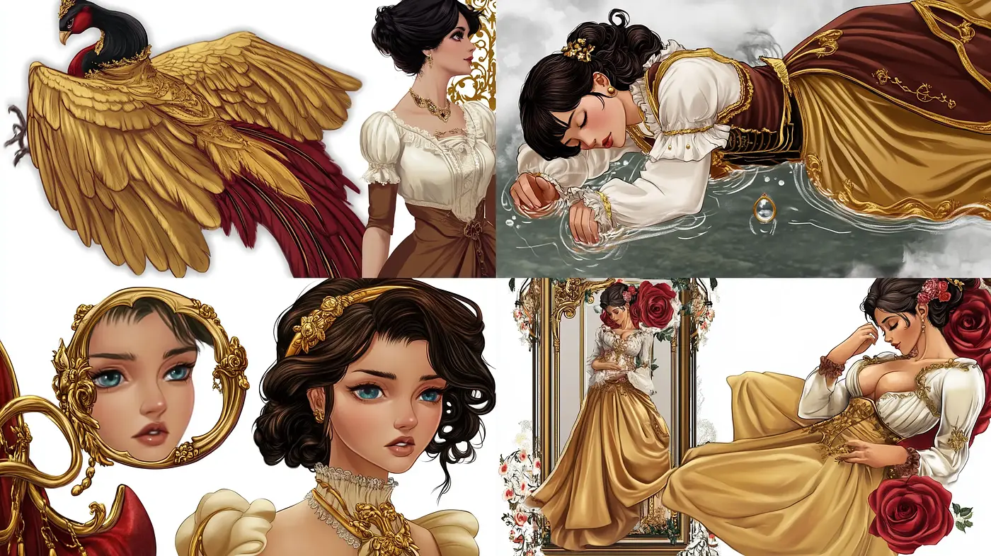 Elegant Renaissance Revival in Digital Illustration - Midjourney sref style