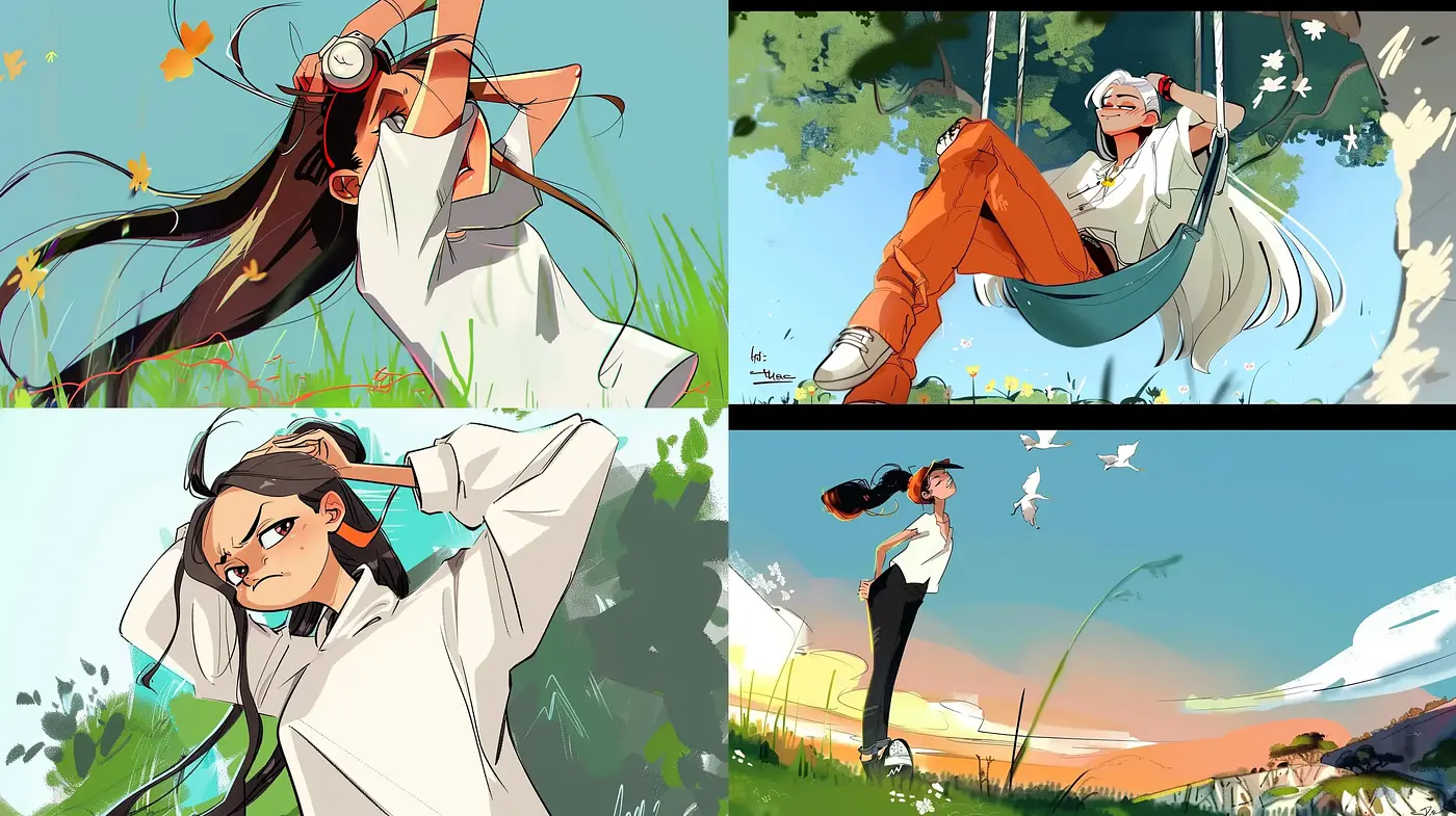 Energetic Anime-Inspired Vivacity with Pastoral Hues - Midjourney sref style