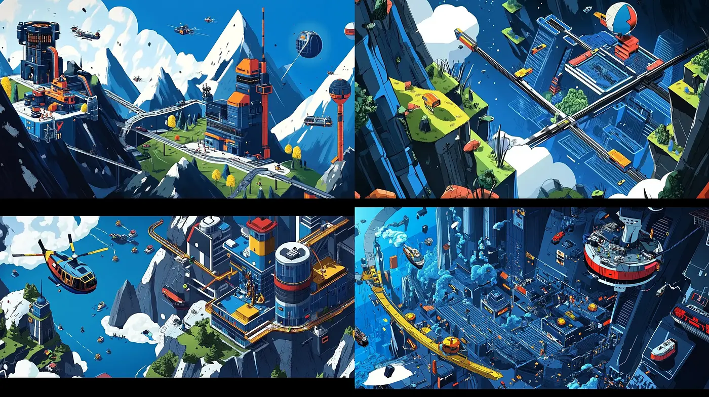 Futuristic Isometric Metropolises with a Vivid Color Harmony - Midjourney sref style
