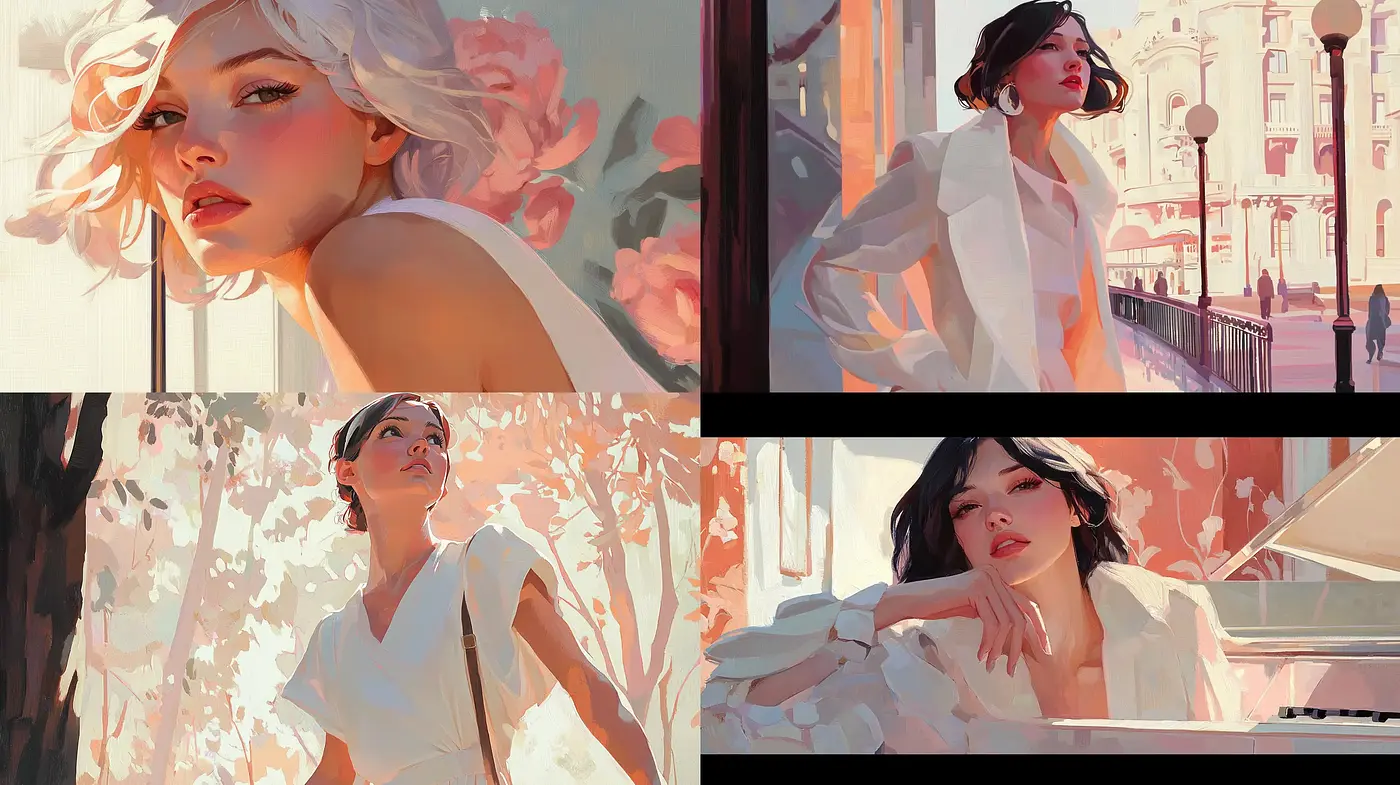 Ethereal Light and Warm Palette in Modern Impressionist Portraiture - Midjourney sref style