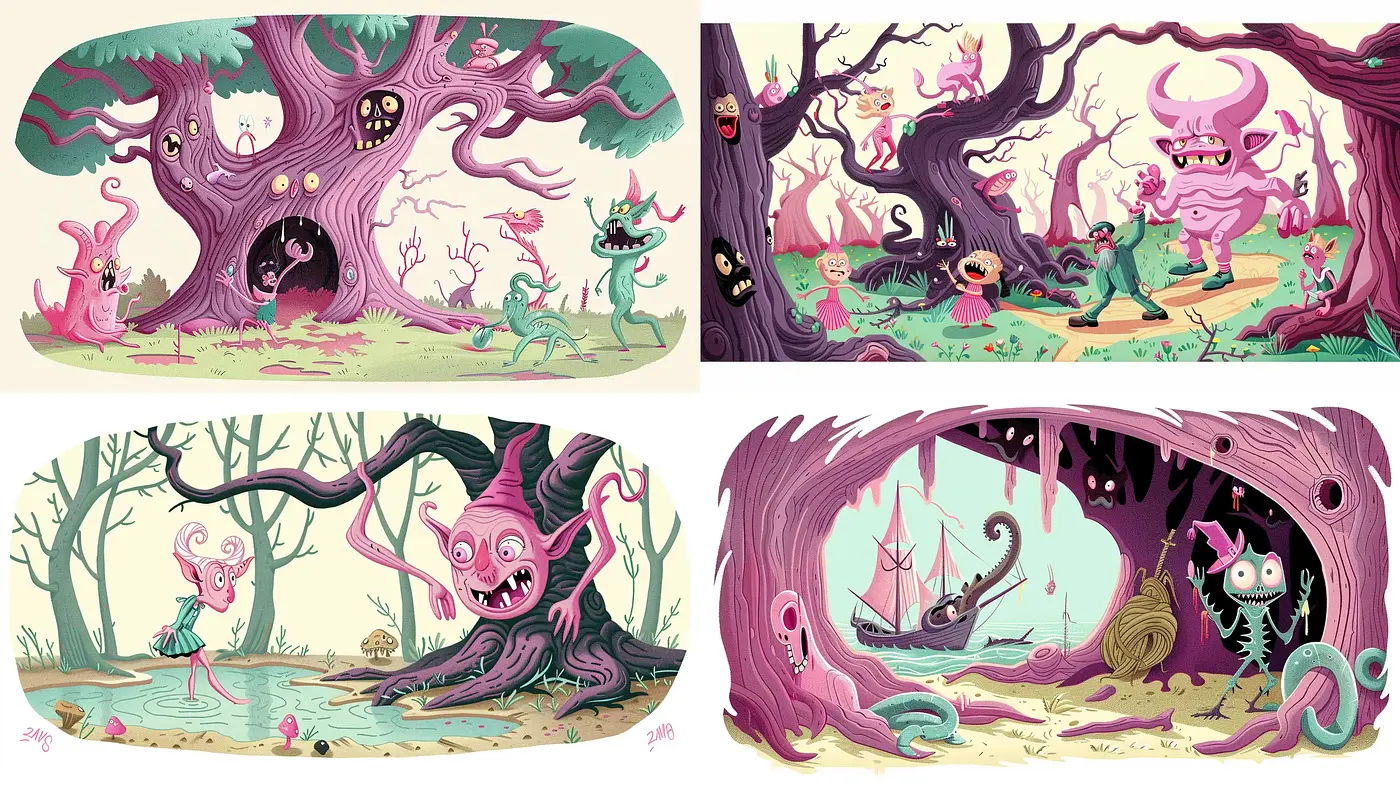 Surreal Arboreal Fantasia: A Consistent Vision in Whimsy and Hue - Midjourney sref style