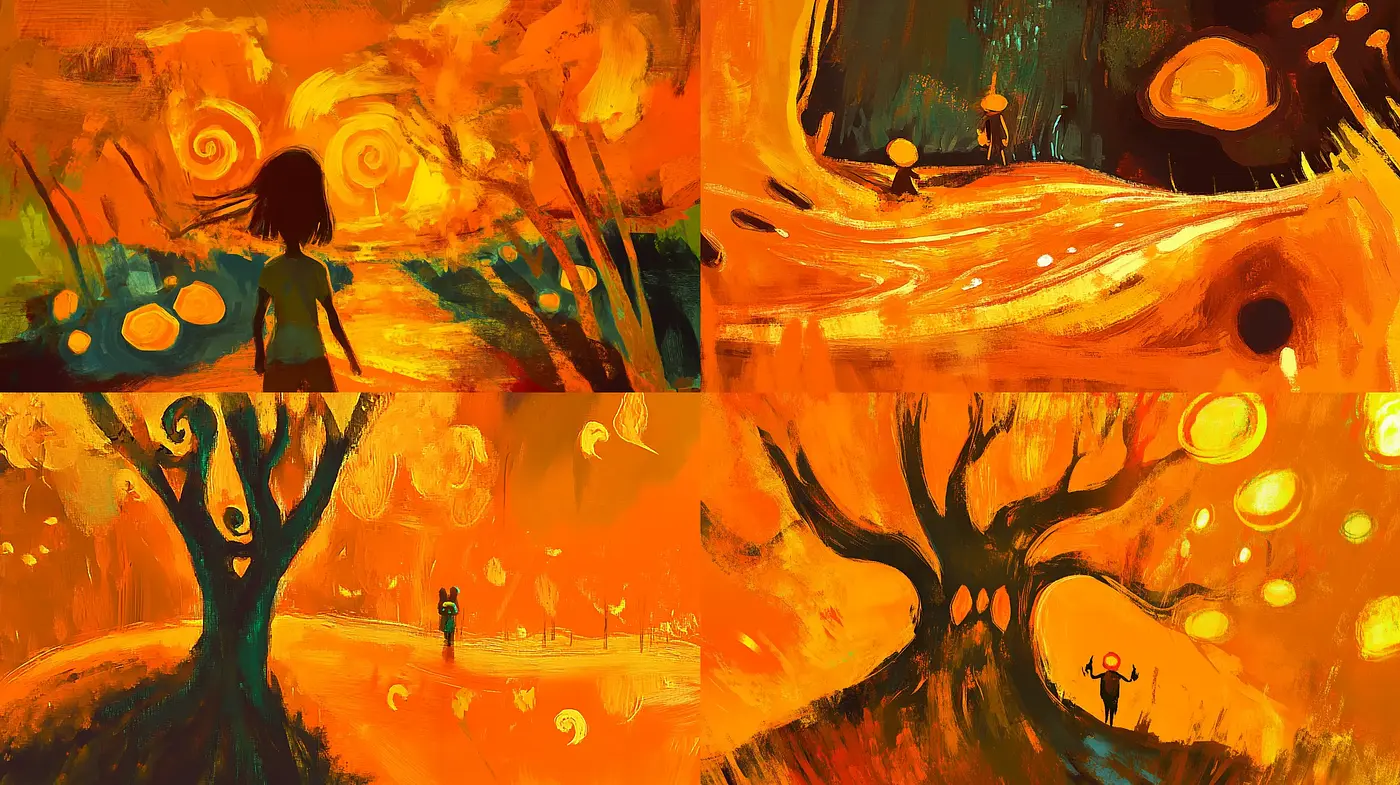 Luminous Dreamscape Fusion with Expressive Brushwork and Surreal Overtones - Midjourney sref style