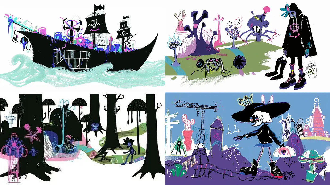 Whimsical Fusions of Fantasy and Shadow Play - Midjourney sref style