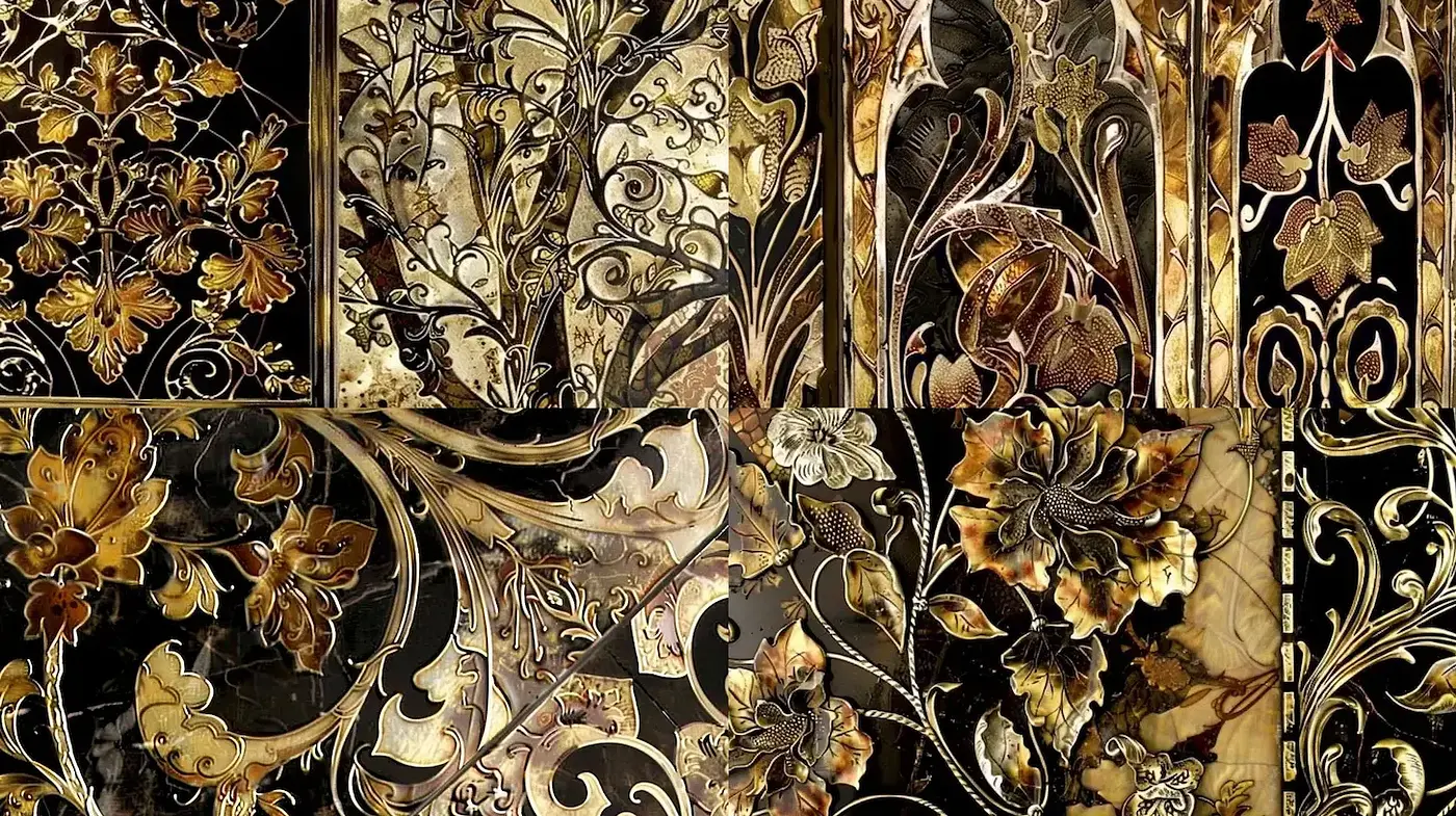 Ornate Baroque Revival with Digital Fusion - Midjourney sref style