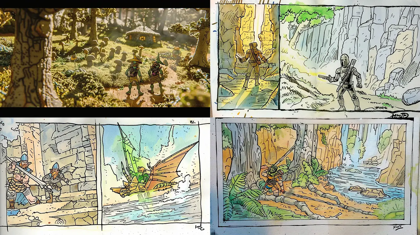 Envisioned Escapades in Stylized Comic Book Illustration - Midjourney sref style