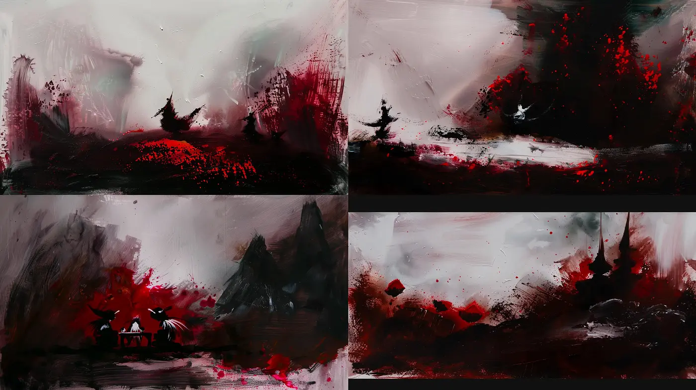Abstract Ephemeral Visions in Red and Black - Midjourney sref style