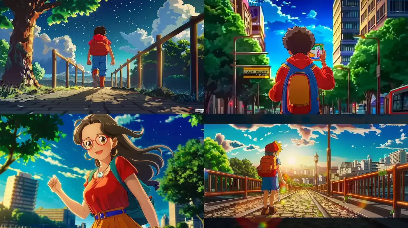 Charming and Colorful Contemporary Scene with Nostalgic Undertones - Midjourney sref style
