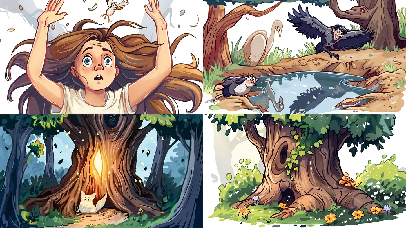 Enchanted Forest Whimsy - A Consistent Comic-Inspired Tale of Nature's Charm - Midjourney sref style