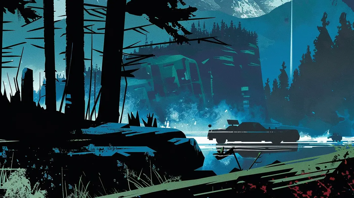 Nocturnal Hues and Stylized Silhouettes: A Homage to Graphic Novels - Midjourney sref style