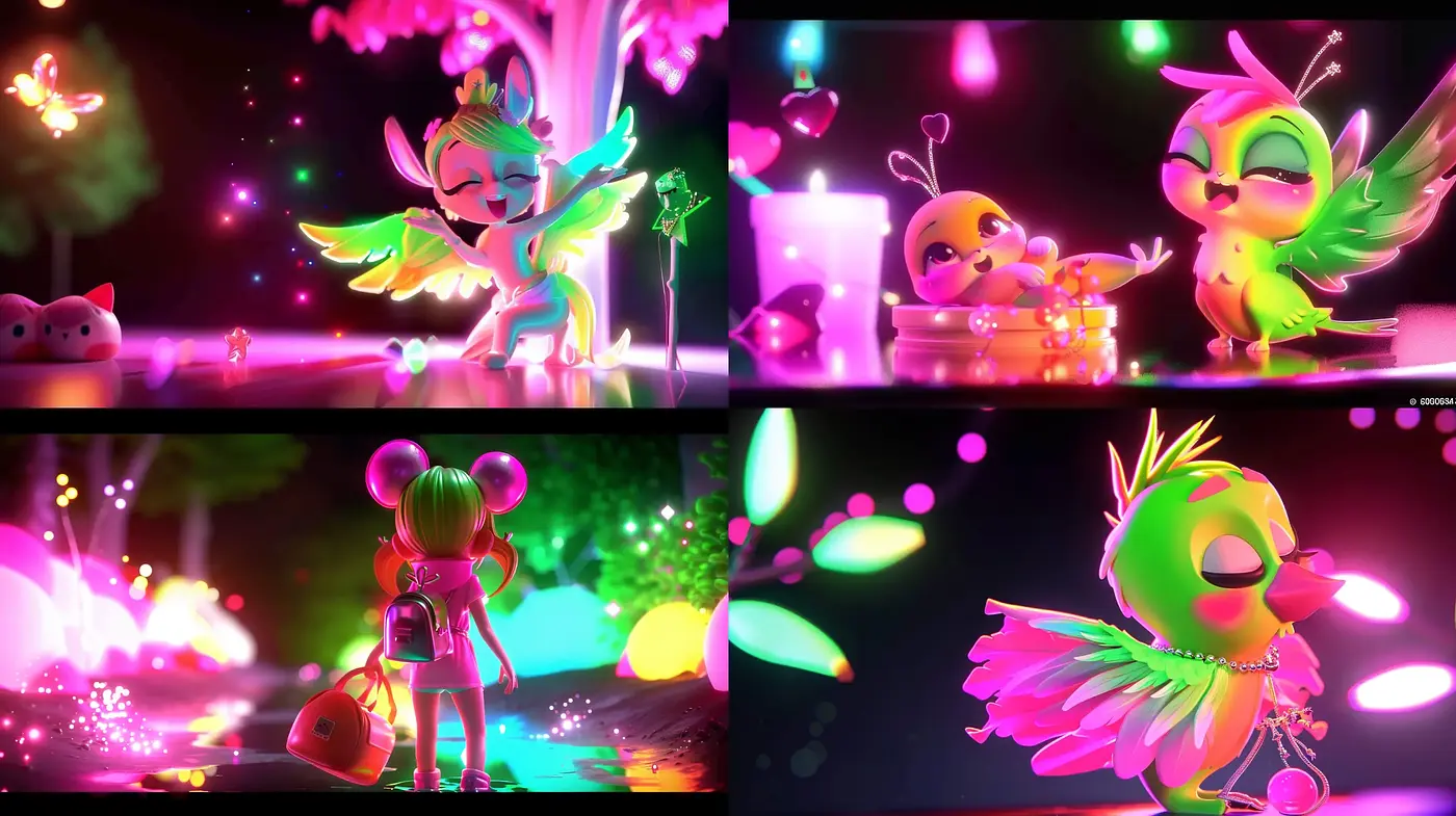 Luminous Fantasy Dreamscape with Enchanting Neon Accents - Midjourney sref style