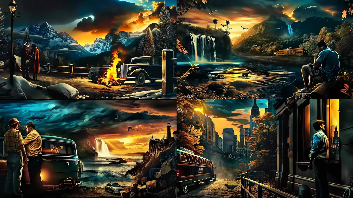 Cinematic Twilight Vistas: An Homage to Atmospheric Storytelling - Midjourney sref style