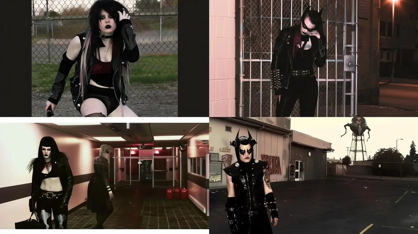 Monochromatic Gothic Nuance with a Grungy Retro Edge - Midjourney sref style