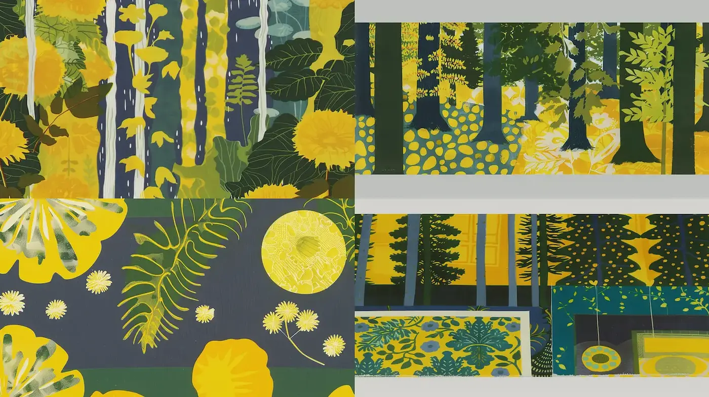 Vibrant Nature-Inspired Artwork with a Modern Geometric Twist - Midjourney sref style