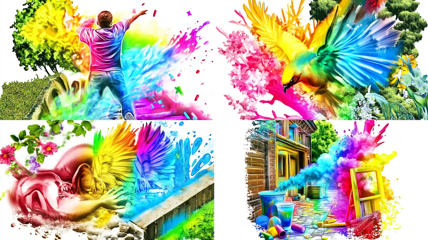 Spectacular Chromatic Explosion and Vivid Textural Synchrony - Midjourney sref style