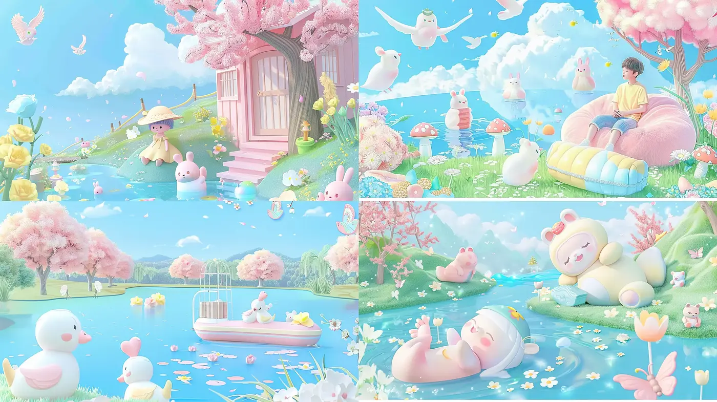 Serenity in Pastel Dreamscape: A Fusion of Anime Whimsy and Gentle Impressionism - Midjourney sref style