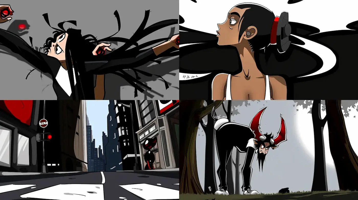 Dynamic Urban Fantasy with Edgy Character Design and Comic Influences - Midjourney sref style