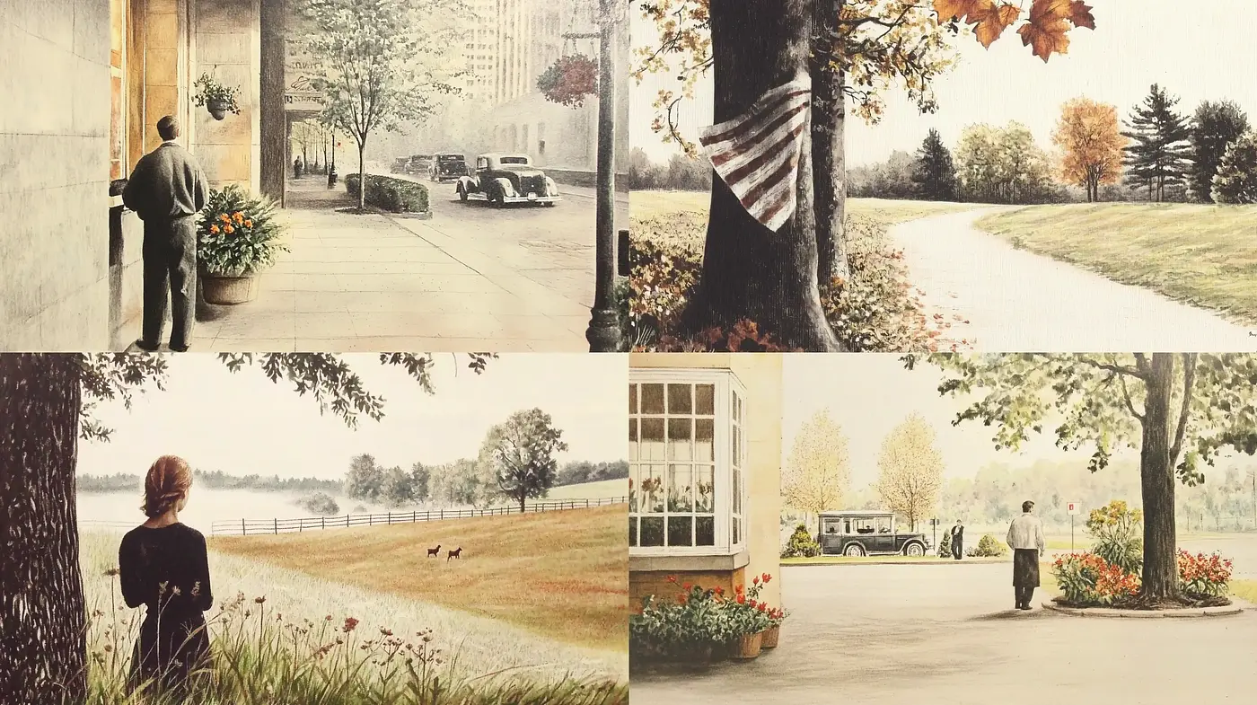 Autumn Serenity in Subdued Pastel - Midjourney sref style