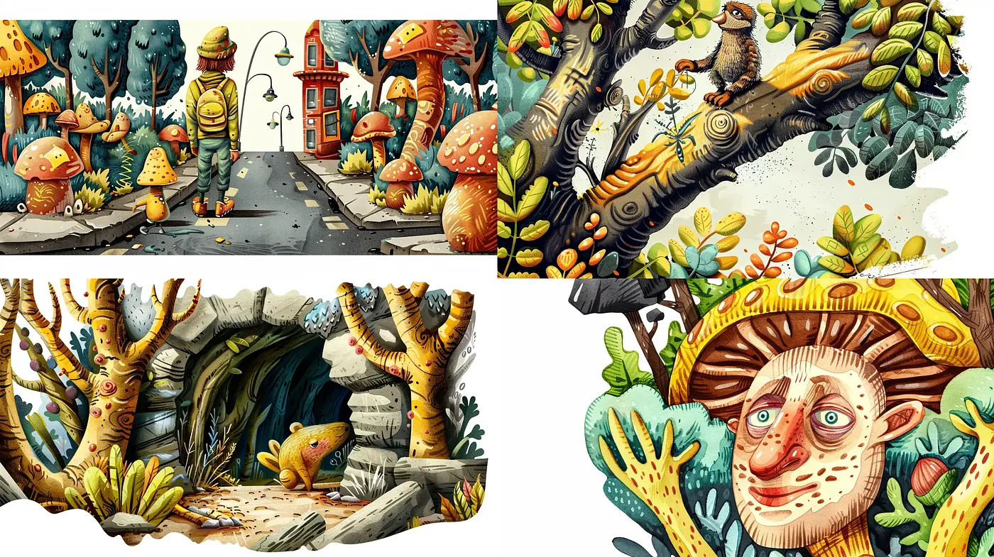 Whimsical Storybook Illustration Fusion - Midjourney sref style