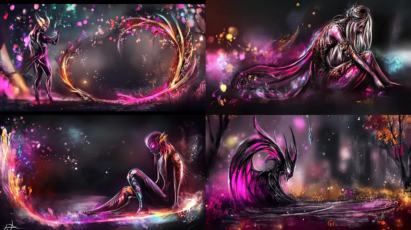 Ethereal Whirls of Vibrant Dreamscapes: A Fantastical Fusion of Color and Light - Midjourney sref style