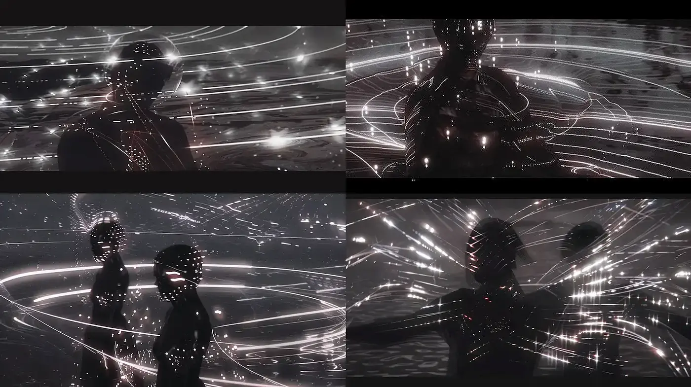 Ethereal and Futuristic Visuals with Dynamic Light Trails - Midjourney sref style