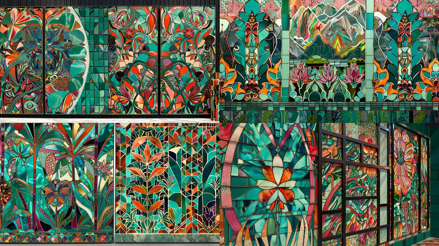 Stylized Mosaic Tapestry: A Fusion of Art Nouveau and Digital Textures - Midjourney sref style