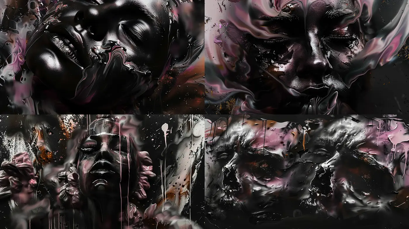 Ethereal Dreamscape in Monochromatic Fluidity - Midjourney sref style