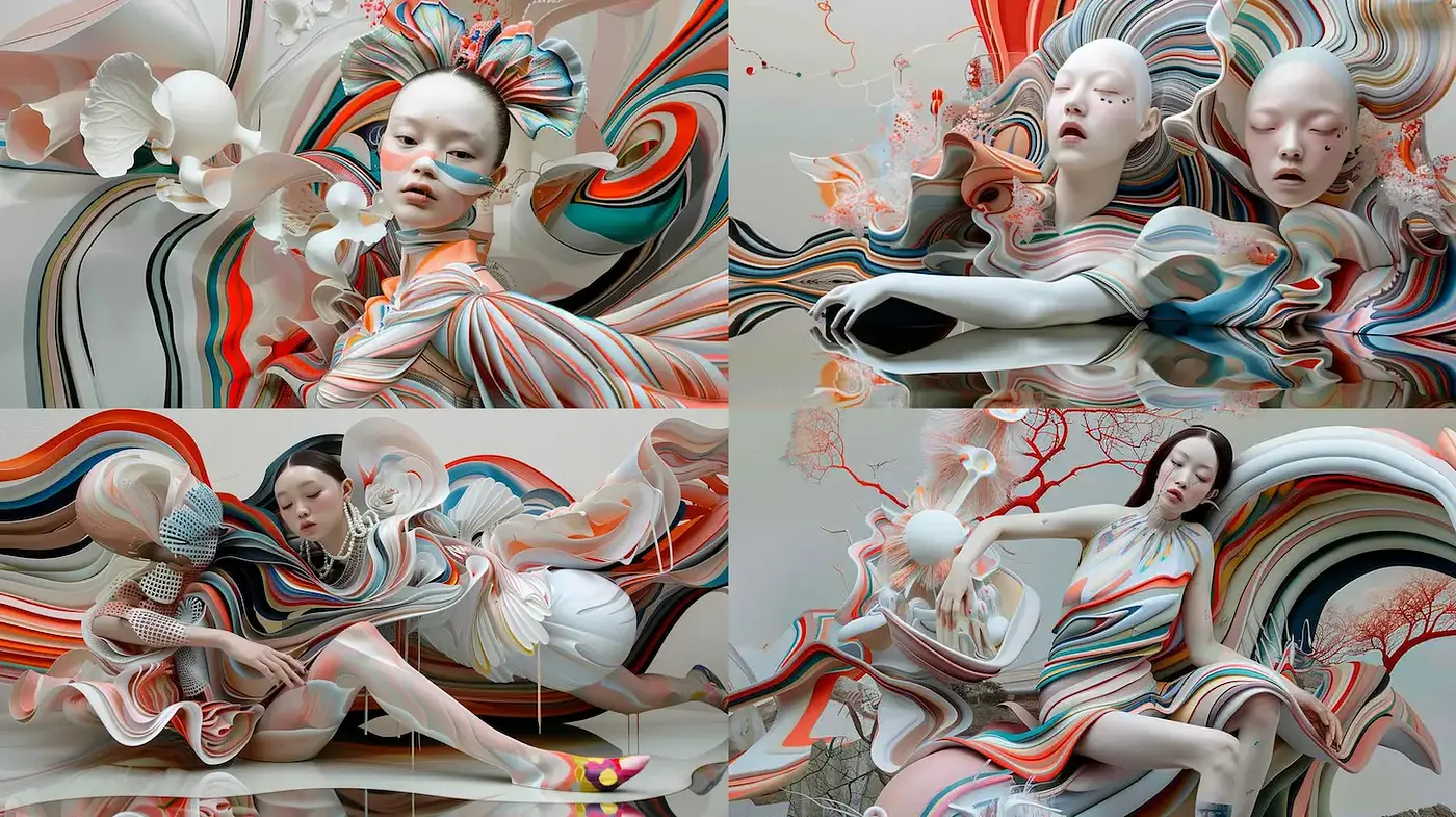 Futuristic Fluidity with Organic Whimsy and Emotional Depth - Midjourney sref style