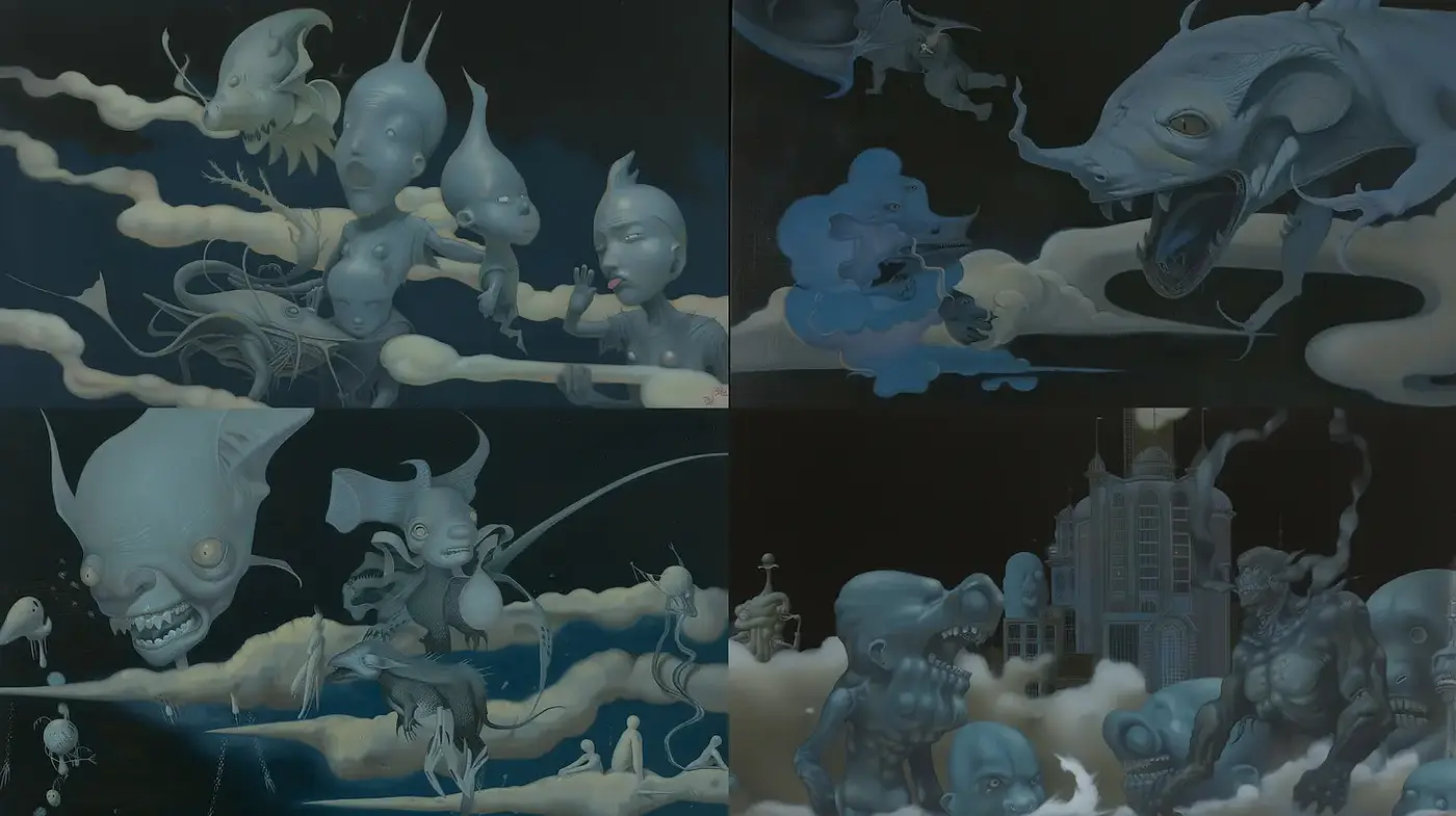 Surreal, Dreamlike Realism with a Touch of Comforting Dark Fantasy - Midjourney sref style