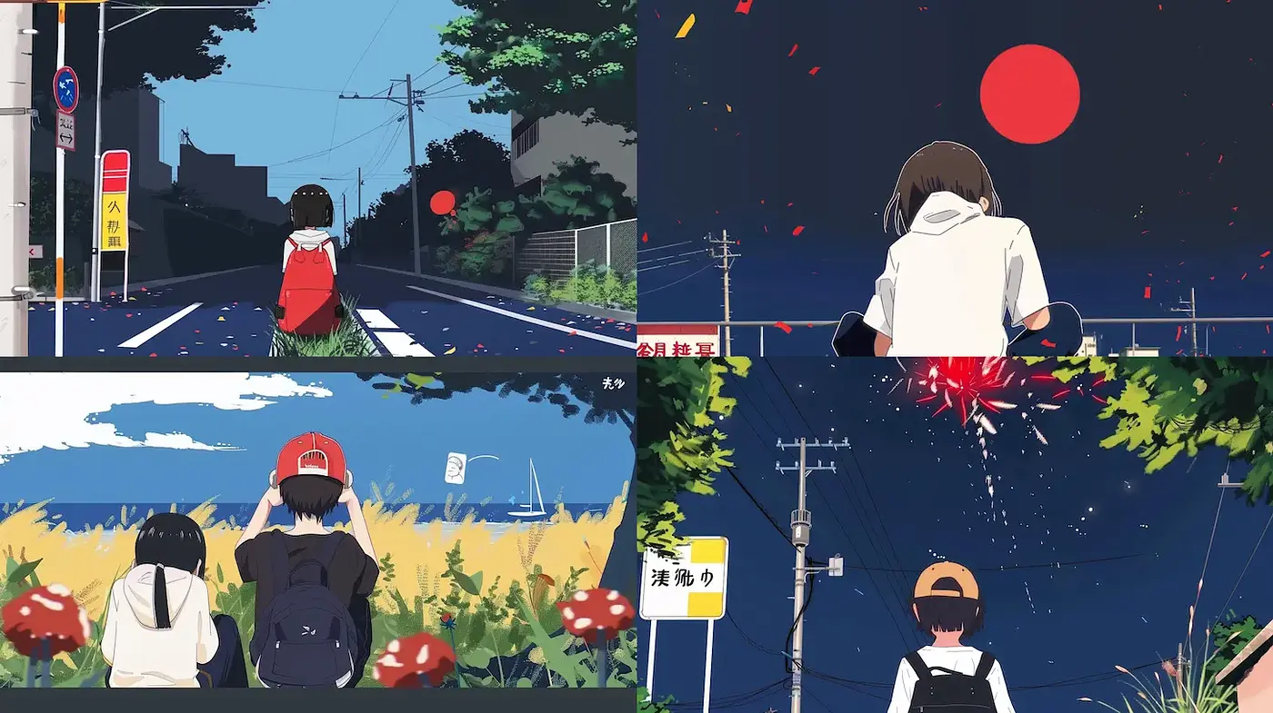 Dynamic and vibrant urban landscapes with a contemporary Japanese anime feel - Midjourney sref style