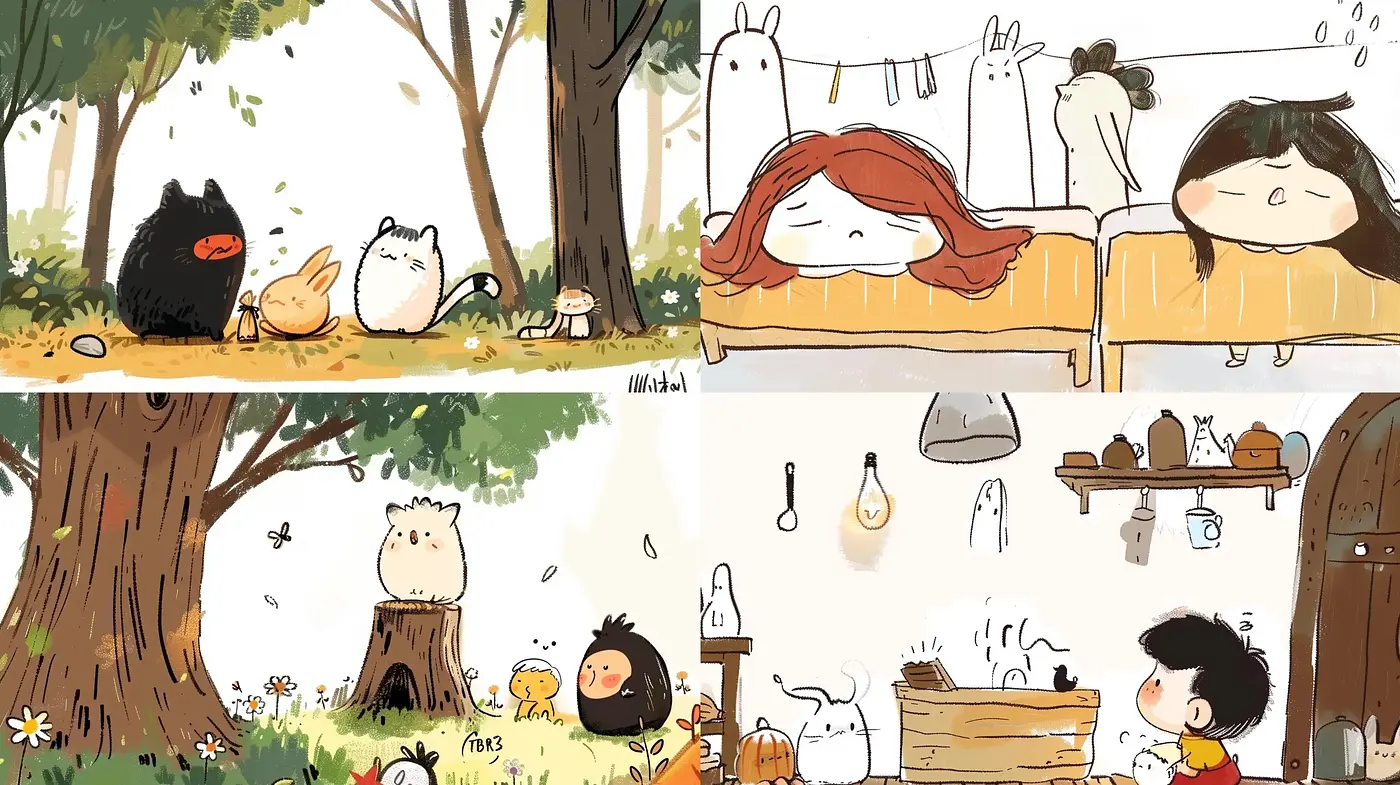 Whimsical Pastel Storybook Scenes - Midjourney sref style