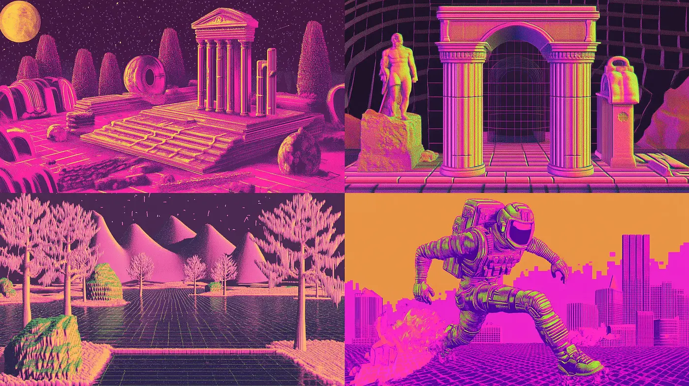 Neon Retrofuturism Dreamscape - Midjourney sref style