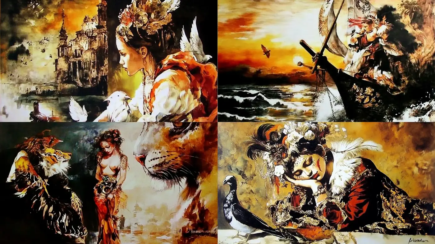 Baroque Revival in Amber and Sienna: A Dramatic Fusion of Historical Artistry - Midjourney sref style