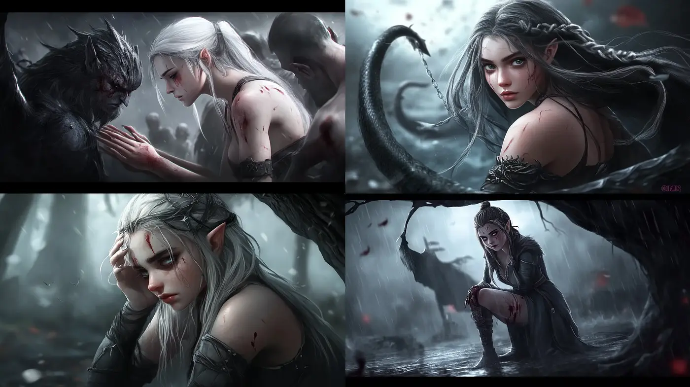 Ethereal Gothic Fantasy: A Dark and Emotive Visual Narrative - Midjourney sref style