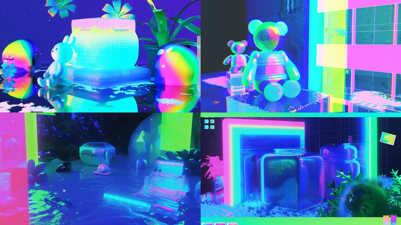 Neon Glitch: A Retro-Futuristic Digital Dreamscape - Midjourney sref style