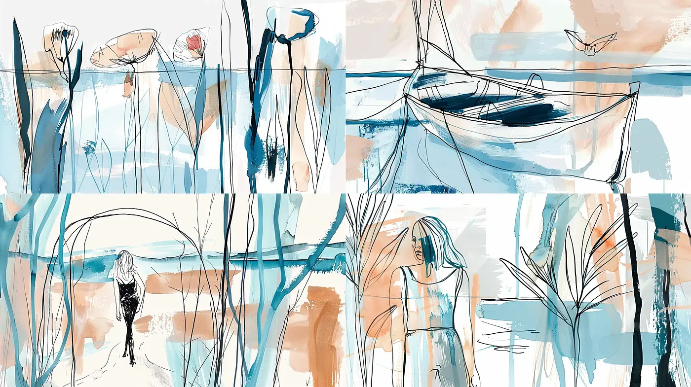 Serene Watercolor Impressions of Natural Tranquility - Midjourney sref style