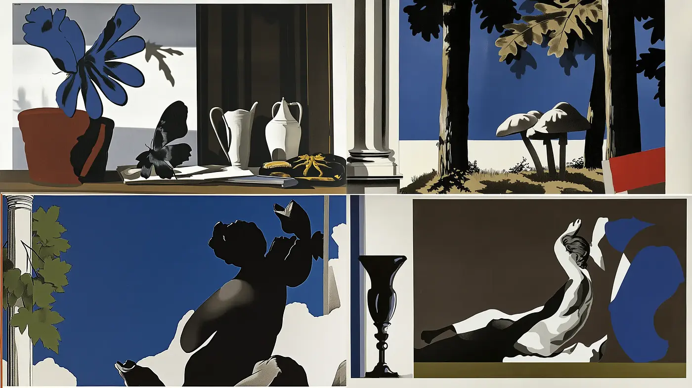 Contemporary Graphic Simplification with Botanical Silhouettes - Midjourney sref style