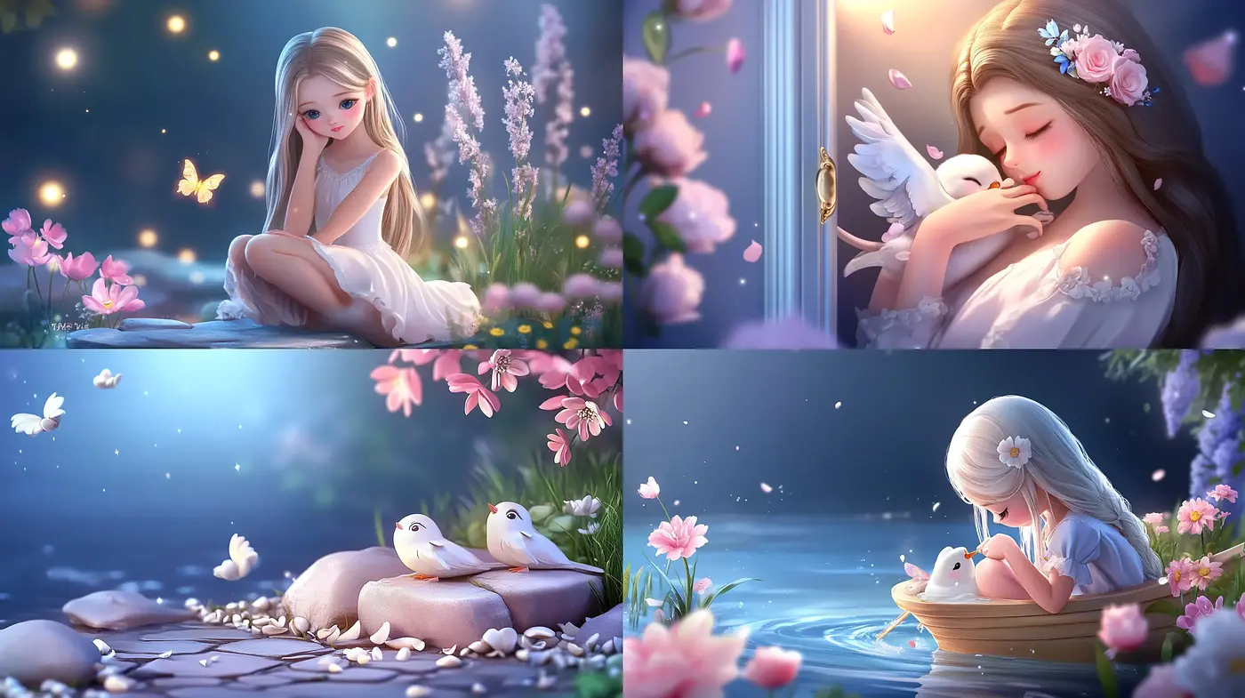 Serene Fantasia: Ethereal Glow and Luminescent Florals - Midjourney sref style