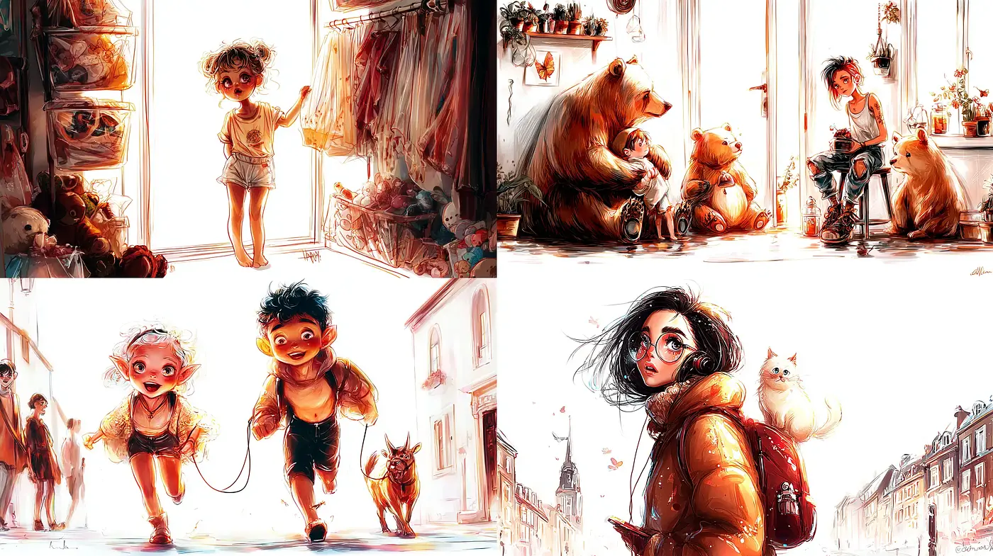 Playful and Enchanting Visual Narratives with a Soft Glow - Midjourney sref style
