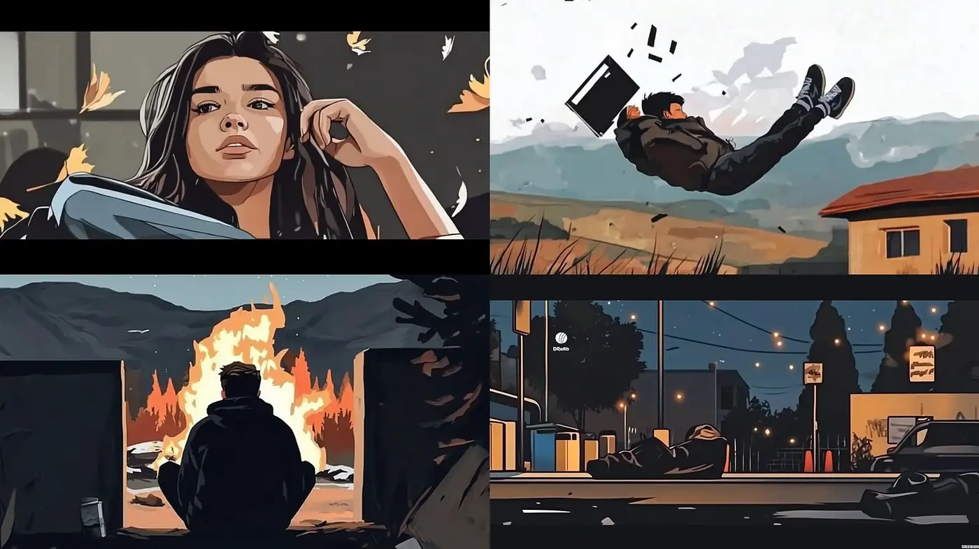 Contemporary Graphic Novel Aesthetics with a Cinematic Twist - Midjourney sref style