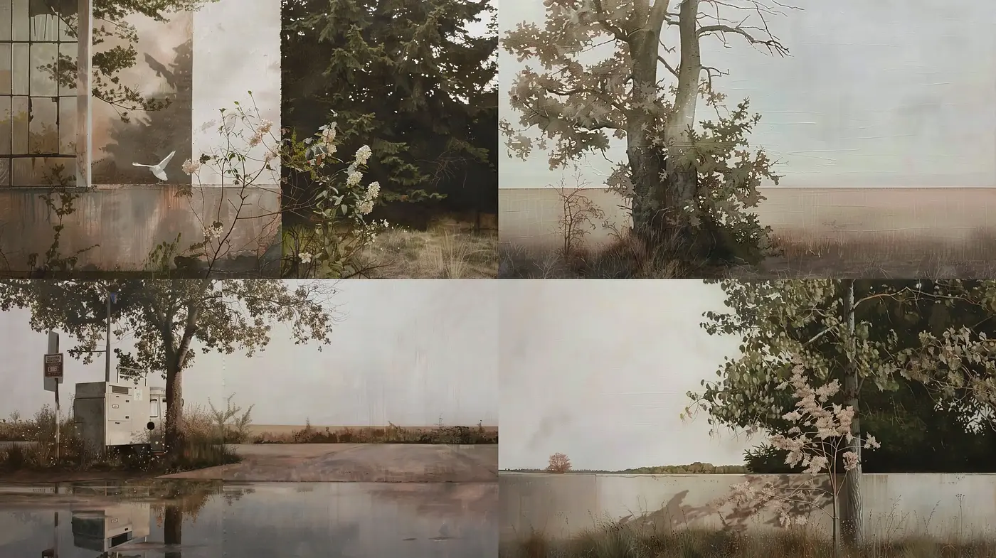 Ethereal Serenity in Sepia: A Consistent Dance of Muted Nature and Faint Hues - Midjourney sref style