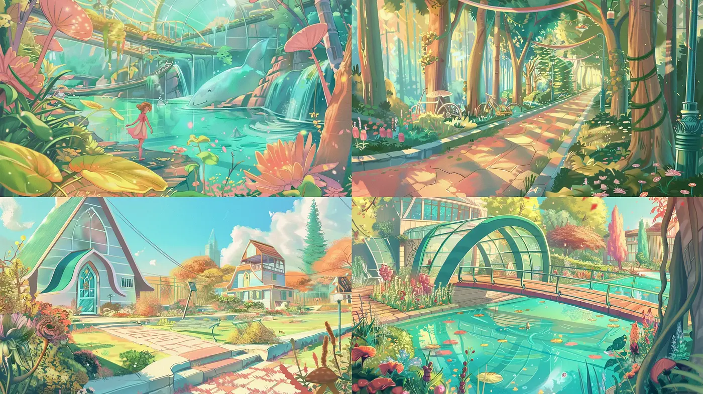 Luminous Pastel Dreamscape in Digital Watercolor - Midjourney sref style