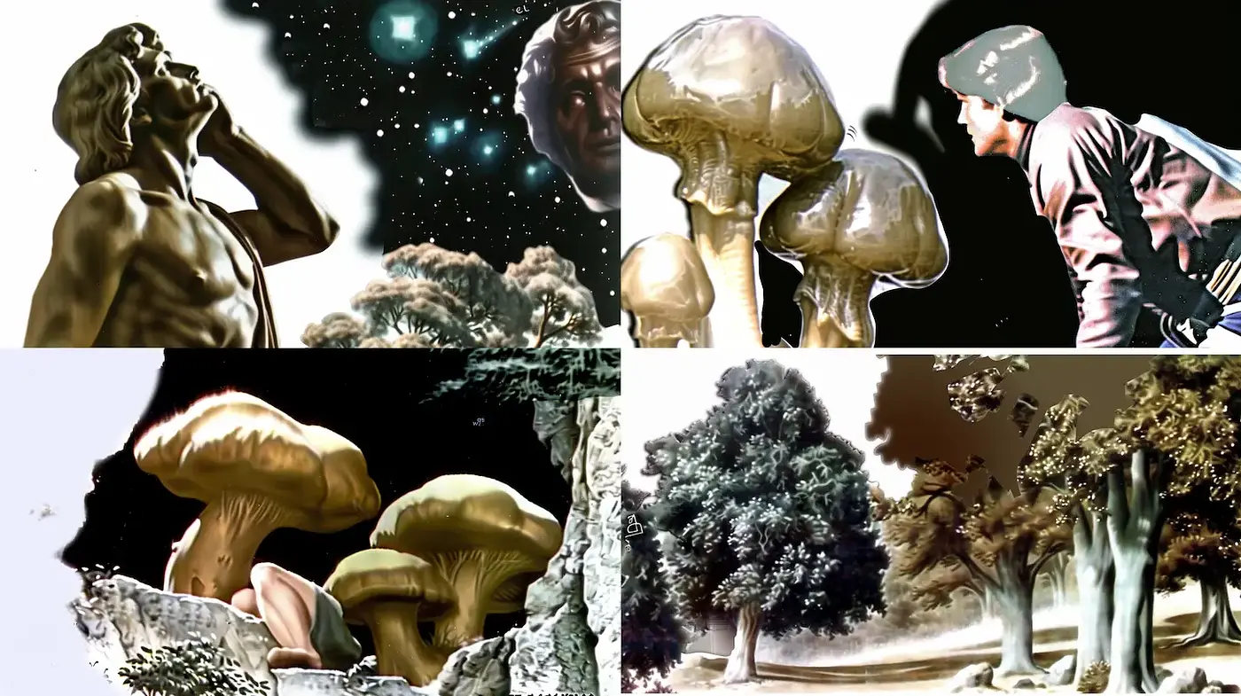 Surrealistic and Quirky Fusion of Classical and Fantasy Elements - Midjourney sref style