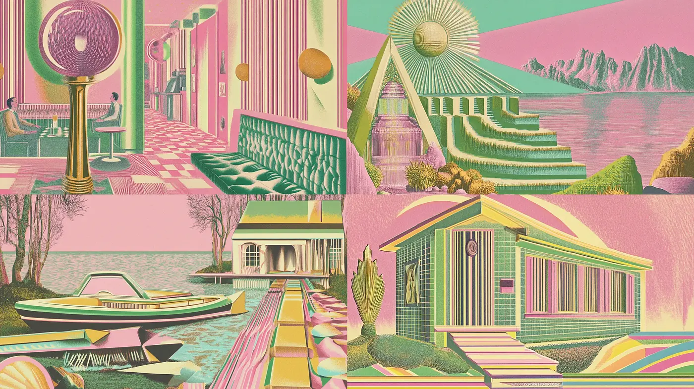Retrofuturistic Pastel Dreamscape Fusion - Midjourney sref style