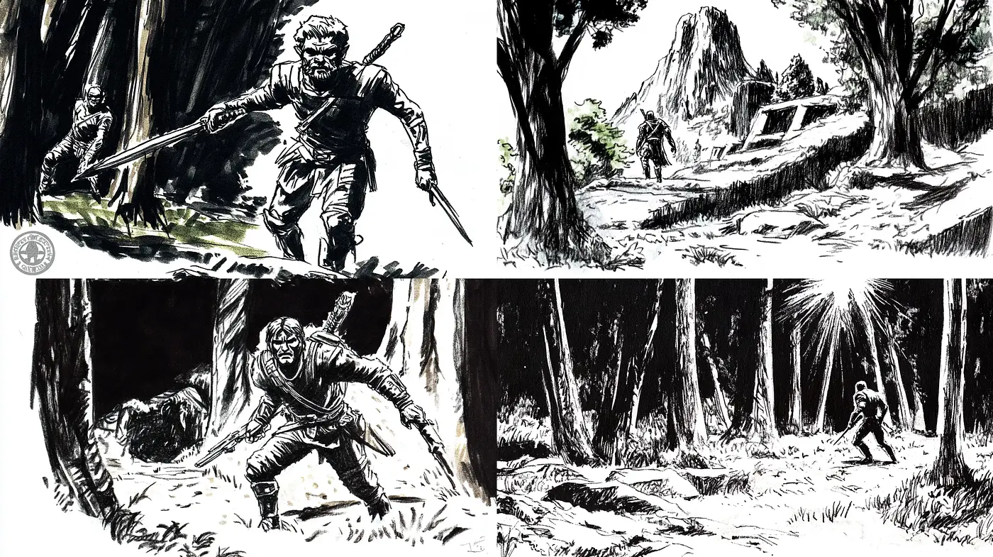 Monochromatic Wilderness: The Essence of Ink and Brush - Midjourney sref style