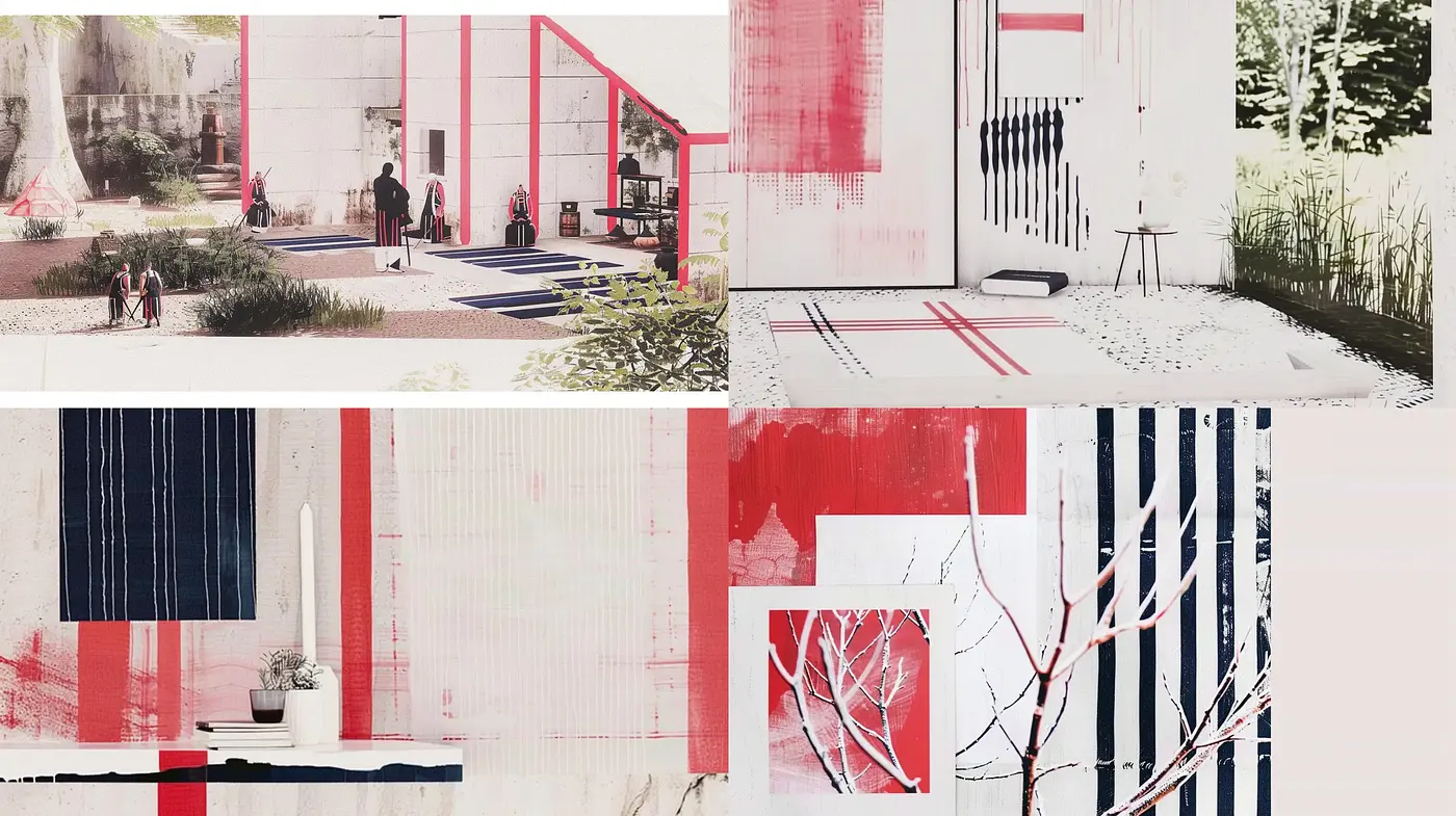 Abstract Textural Harmony in Red and White - Midjourney sref style