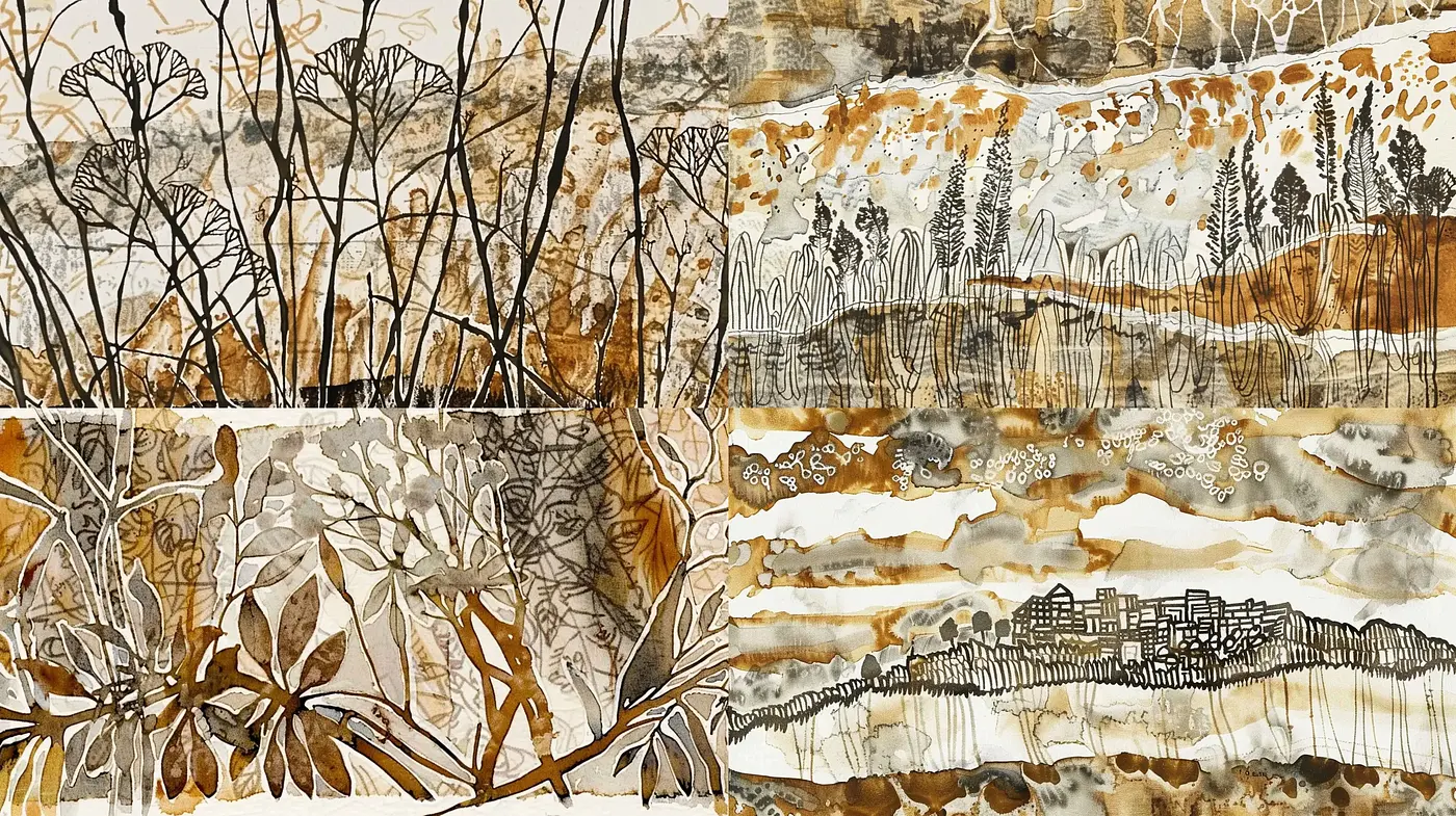 Harmonious Earth-Toned Nature Inspired Tapestry - Midjourney sref style