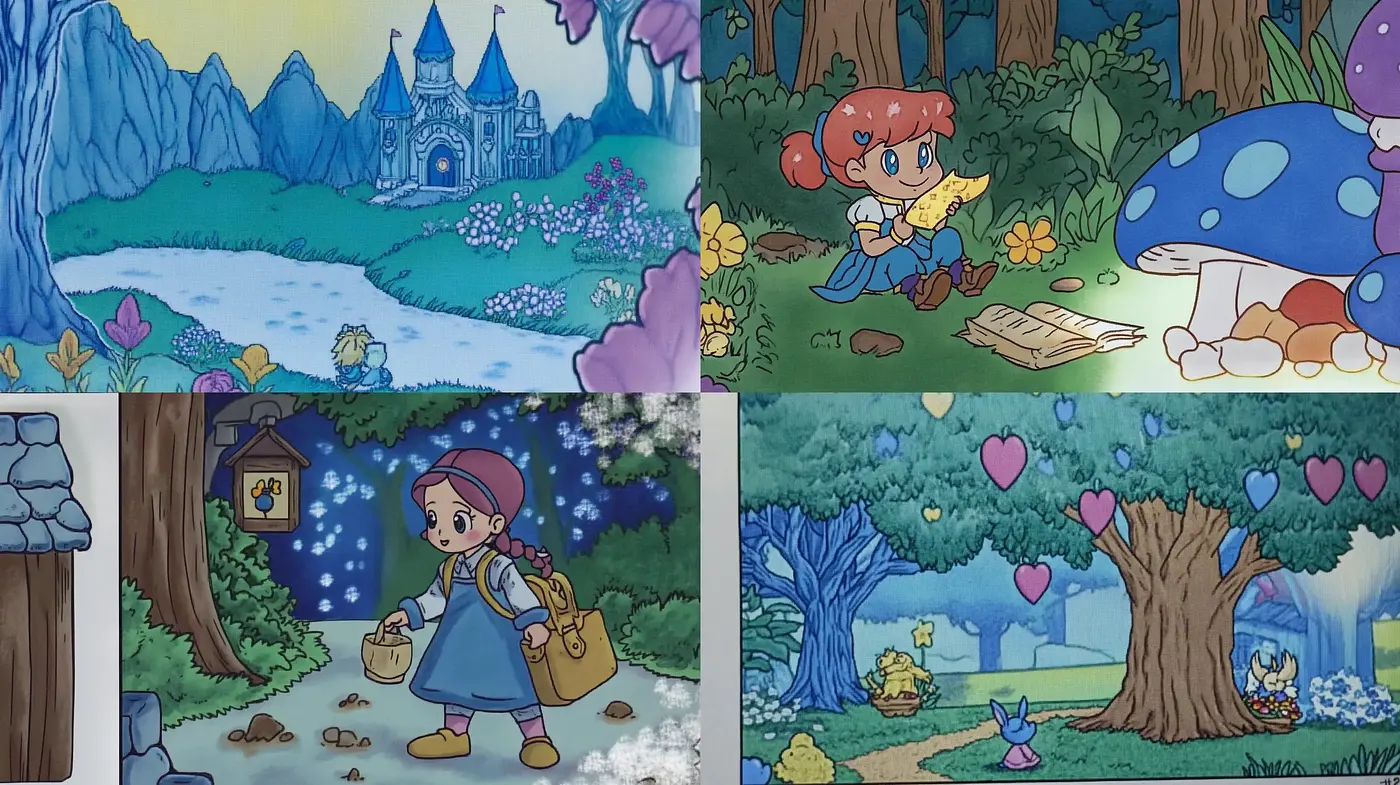 Enchanted Storybook Fantasy: A Journey through Whimsical Colorscapes - Midjourney sref style